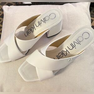 Calvin Klein Women's White Heeled Sandals